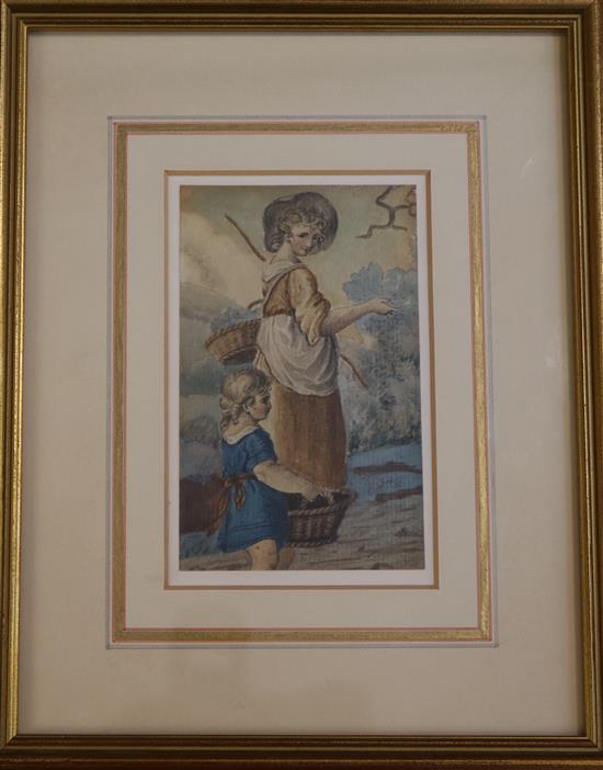 Paul Sandby (1725-1809) Woman and child collecting wood 4.5 x 2.75in.